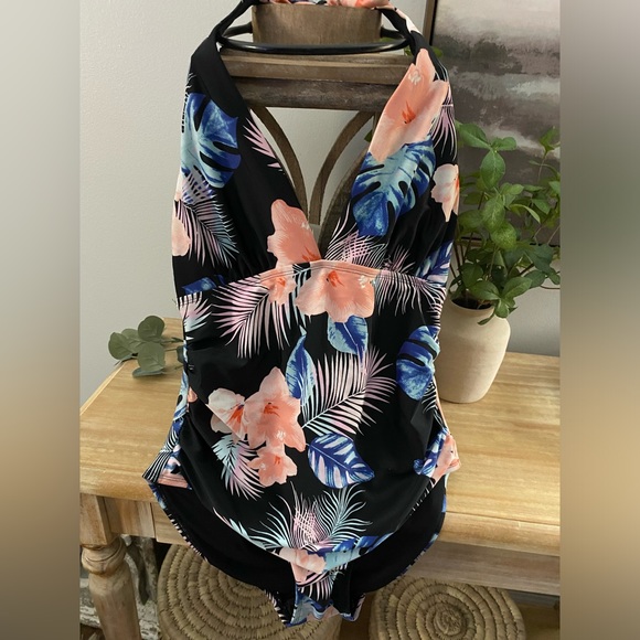 DKNY Tropical Floral Print One Piece Designer‎ Bathing Suit - XL - Picture 4 of 7
